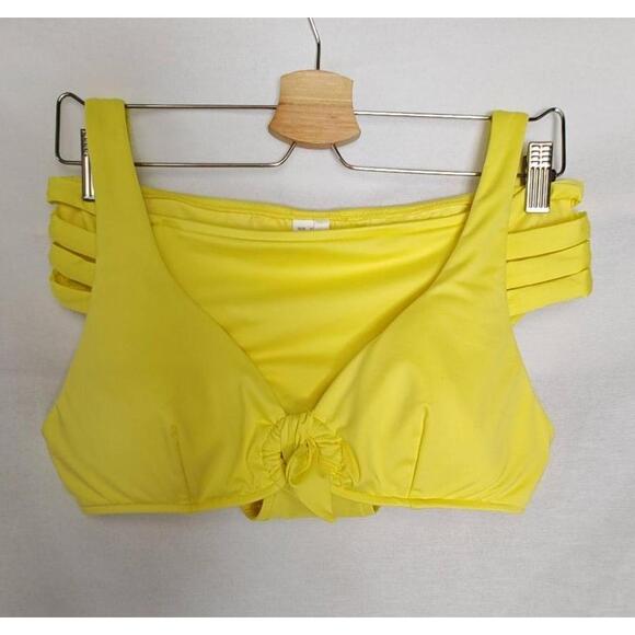 Seafolly Bikini Set Knotted Front Crop Top Active Multi Strap Hipster Yellow‎ 10